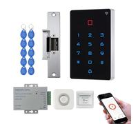 Kit contrôle d’accès WiFi Tuya RFID - Clavier à Code Tactile rétroéclairé IP68, gâche électrique encastrée (NC Fail Safe) 12V, Bouton de Sortie, Sonnette Filaire 90dB, 10 Badges RFID 125kHz(11)