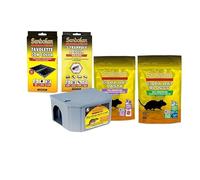 Kit contrôle souris et rampants - pièges à colle et appâts rodenticides avec boîte de rangement - utilisation intérieure et extérieure