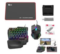 Kit convertisseur de Jeu pour téléphone - Clavier - Convertisseur de Mousse - Convertisseur USB mécanique Filaire - Clavier et Souris - Adaptateur Demi-Main - Kit de Conversion avec LED -