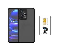 Kit Coque Anti Choque Caméra Protection + Film 5D Full Cover + Support Magnétique de Voiture Xiaomi Poco X5 - Noir