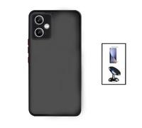Kit Coque Anti Choque Caméra Protection + Film 5d Full Cover + Support Magnétique De Voiture Xiaomi Redmi Note 12 - Noir