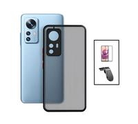 Kit Coque Anti Choque Caméra Protection + Film 5D Full Cover + Support Magnétique L Safe Driving Voiture pour Xiaomi 12 Lite - Noir