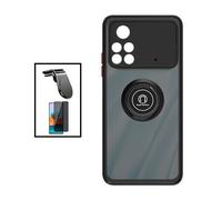 Kit Coque Anti Choque Caméra Protection + Verre Trempé 5D Anti-Spy + Support Magnétique L Safe Driving Voiture pour Xiaomi Poco X4 Pro 5G - Rose