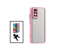 Kit Coque Anti Choque Caméra Protection + Verre Trempé 5d Anti-Spy + Support Magnétique Renforcé De Voiture Pour Xiaomi Redmi Note 11 Pro - Rose