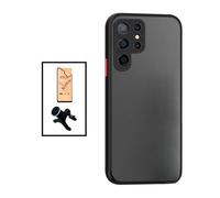 Kit Coque Anti Choque Caméra Protection + Verre Trempé CeramicGlass + Support Magnétique Renforcé de Voiture pour Samsung Galaxy S22 Ultra 5G - Noir