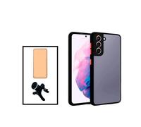 Kit Coque Anti Choque Caméra Protection + Verre Trempé CeramicGlass + Support Magnétique Renforcé de Voiture pour Samsung Galaxy S22 5G - Noir