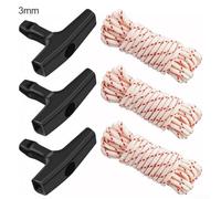 Kit Corde Démarrage 10m + 3 Poignées Moteur(3mm) | 10 mètres de longueur, compatibilité universelle, moteur thermique, remplacement pour facile, usage pro