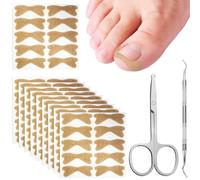 Kit Correcteur d'Ongle Incarné - 100 Patchs Autocollants Papillon avec Ciseaux Nez et Repousse Cuticule 135mm - Soin des Pieds Respirant et Confortable pour Gros Orteil