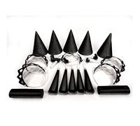 Kit Cotillons Noir 10 Personnes Nouvel an 2025 - Sarbacanes Sécurité,Chapeaux, Serre-tête, Trompette Sans Gêne