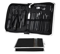 Kit Coupe Ongle Professionnel 26 PCS Coupe Cuticule Ongle Set Manucure Outils Accessoires avec Boîte de Voyage Pince Ongle Pince Coupe Ongle Pied Nail Cutter | Noir