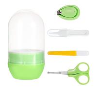 Kit Coupe-Ongles Bébé Kit Soins des Ongles Manucure Safe Coupe-ongles Ciseaux Une Pince à Épiler Lime à Ongles 4 Pièces Vert