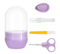 Kit Coupe-Ongles Bébé Kit Soins des Ongles Manucure Safe Coupe-ongles Ciseaux Une Pince à Épiler Lime à Ongles 4 Pièces Violet