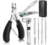 Kit coupe-ongles épais et incarnés 7 en 1 en acier inoxydable INF - Noir