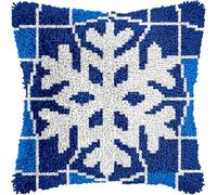 Kit Coussin à Nouer 43x43 cm, Latch Hook DIY Décoration de Noël | Transformez progressivement la toile en housse décorative de Noël, idéale pour canapé ou chambre