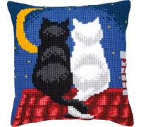 Vervaco Kit coussin au point de croix « Chats dans la nuit » 40 x 40 cm Couleurs variées Design #3