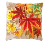 Vervaco Kit coussin point de croix Feuilles d'automne – Broderie coton 40×40 cm pour adultes