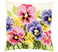 Kit coussin au point de croix Violettes