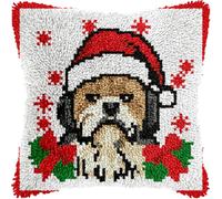 Kit Coussin au Point Noué 43x43 cm, Housse DIY, Crochet à Loquet Noël | Une activité créative à réaliser à son rythme, puis une housse décorative pour le canapé, le fauteuil ou la chambre