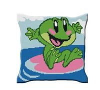 Kit Coussin Demi-Point De Croix Grenouille 40x40 Cm
