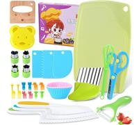Kit Couteau Sécurité de Cuisine pour Enfants, Couteau Montessori Enfants pour Couper Fruits, Légumes en Toute, Couteau Enfant qui ne Coupe pas pour Ustensile Cuisine Enfant de 2 Ans (28 Pièces)