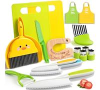 Kit Couteaux Sécurité de Cuisine Enfants - 16 Pièces Couteau Montessori | Sans BPA, Design Adapté aux Enfants, Couteaux Enfant qui ne Coupe pas, Couteau Bebe Apprentissage, Idée Cadeau dès 2 ans