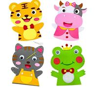 Kit Couture Enfant, 4pcs Patron Couture Enfant Kit de Couture en Feutre Kit Couture Animaux Kit Couture Debutant Marionnettes à