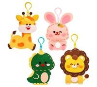 Kit Couture Enfant, Kit Broderie Enfant, Canevas enfant Sewing kit, DIY Mettre de Couture Accessoires Mercerie pour Débutants, Set de Loisirs Créatifs Fille 6 ans, Formes D'animaux, 4 Pièces