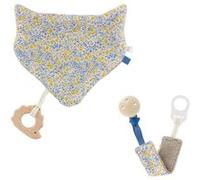 Kit couture naissance avec 1 doudou Renard et 1 attache tétine pour bébé avec tissu Liberty ® Phoebe(...) - Bleu (Phoebe) Bleu (Phoebe) G