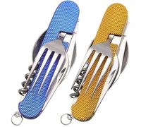 kit Couverts de Camping 6 en 1 en Acier Inoxydable Pliant coutellerie Camping Couverts Set Ensemble de Voyage en Plein air