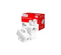 Kit CPL Gigabit AV1000 avec prise intégrée type F (lot de 2) Vitesse 1000Mbps |MSE1062 couleur Blanc