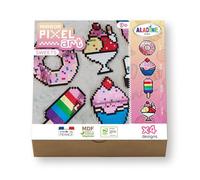 Kit créatif - 4 objets à décorer - Donut glace cupcake - Bois - Mirror Pixel Art - Sweets - Aladine