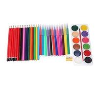 Kit Créatif 43 Pièces avec Crayons / Aiguisoir / Feutres / Peintures Topwrite Multicolore