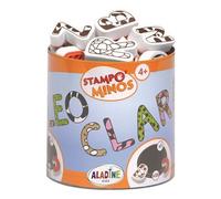 Aladine - 26 Tampons Lettres Alphabet avec Encreur - Tampons Enfant dès 4 ans - Stampominos - Encre Lavable - Pour Écrire Mots Prénom - Activité Enfant Dessin Garçon Fille - Idée Cadeau - 85111