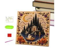 Kit Créatif Art Perles Halloween Pré-Imprimé Aucune Compétence Requise | Peinture Strass Fantôme Halloween Pour Réunions Familiales Détente Post-Travail W nd Adultes Passionnés