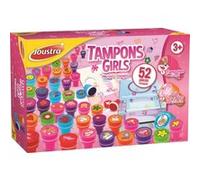 Maped Creativ - Tampons Girls Loisirs Créatifs pour Enfants dès 3 ans - 52 Tampons Pré Couleurs Variées, 1 Livret Educatif - Encres Lavables - J41556 - Multicouleurs