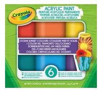 Crayola Kit créatif Peintures acryliques Mer et Soleil – 6 pots refermables, prêtes à l'emploi