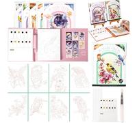 Kit créatif de soulagement du stress - Livre de peinture à l'aquarelle 2026 - Bloc d'aquarelle à 3 plis pour débutants, art thérapie pour la relaxation et la pleine conscience