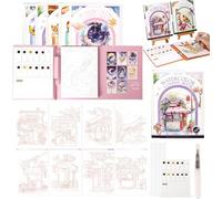 Kit créatif de soulagement du stress - Livre de peinture à l'aquarelle 2026 - Bloc d'aquarelle à 3 plis pour débutants, art thérapie pour la relaxation et la pleine conscience