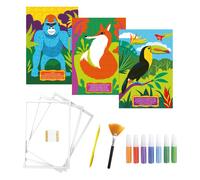 Kit Créatif Enfant Sable 3 Tableaux Animaux - Megacrea Diy