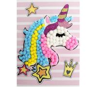 Kit créatif - Licorne - 15 x 21 cm - Pompons multicolores - Activité ludique - Pour enfants à partir de 3 ans