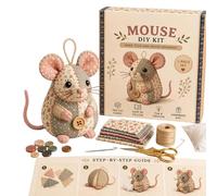 Kit Création Broderie DIY avec boutons et tissu pour souris décorative