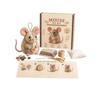 Kit Création Broderie DIY avec boutons et tissu pour souris décorative