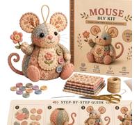 Kit Création Broderie DIY avec boutons et tissu pour souris décorative