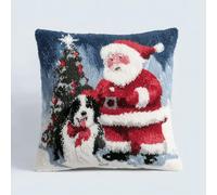 Kit crochet à nouer Noël 43x43cm - DIY coussin et petit tapis avec laine colorée, loisirs créatifs simples, cadeau de Noël parfait pour débutants et passionnés-4