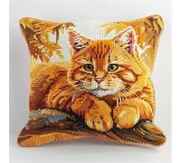 Kit Crochet de Verrouillage Chat Tapis DIY Broderie Kit Tapis Point Noué à Faire pour Débutants, Adultes ou Enfants,Latch Hook Canevas Coussin Point 43x43cm