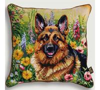 Kit Crochet de Verrouillage Chien Tapis DIY Broderie Kit Tapis Point Noué à Faire pour Débutants, Adultes ou Enfants,Latch Hook Canevas Coussin Point 43x43cm