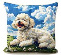 Kit Crochet de Verrouillage Chien Tapis DIY Broderie Kit Tapis Point Noué à Faire pour Débutants, Adultes ou Enfants,Latch Hook Canevas Coussin Point 43x43cm