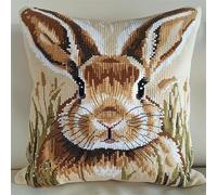 Kit Crochet de Verrouillage Lapin Kits de Coussins avec Crochet, Kit Tapis Point Noué à Faire pour Enfants Adultes Débutants,Artisanat Créatif 43x43cm