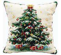 Kit Crochet de Verrouillage Sapin de Noël Tapis DIY Broderie Kit Tapis Point Noué à Faire pour Débutants, Adultes ou Enfants,Latch Hook Canevas Coussin Point 43x43cm