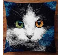 Kit Crochet De Verrouillage Tapis 43X43Cm Diy Broderie, Chaton Mignon Kit Tapis Point Noué À Faire Pour Débutants,Adultes,Latch Hook Canevas Coussin Point De Croix